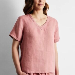 Threads Dark Rose Colored Linen Size 3X T-Shirt Top